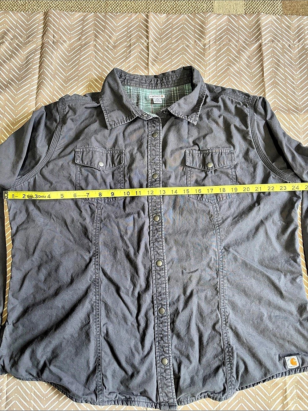 Carhartt women’s Gray Flannel lined Button-Up Shirt Size XL - Picture 4 of 5